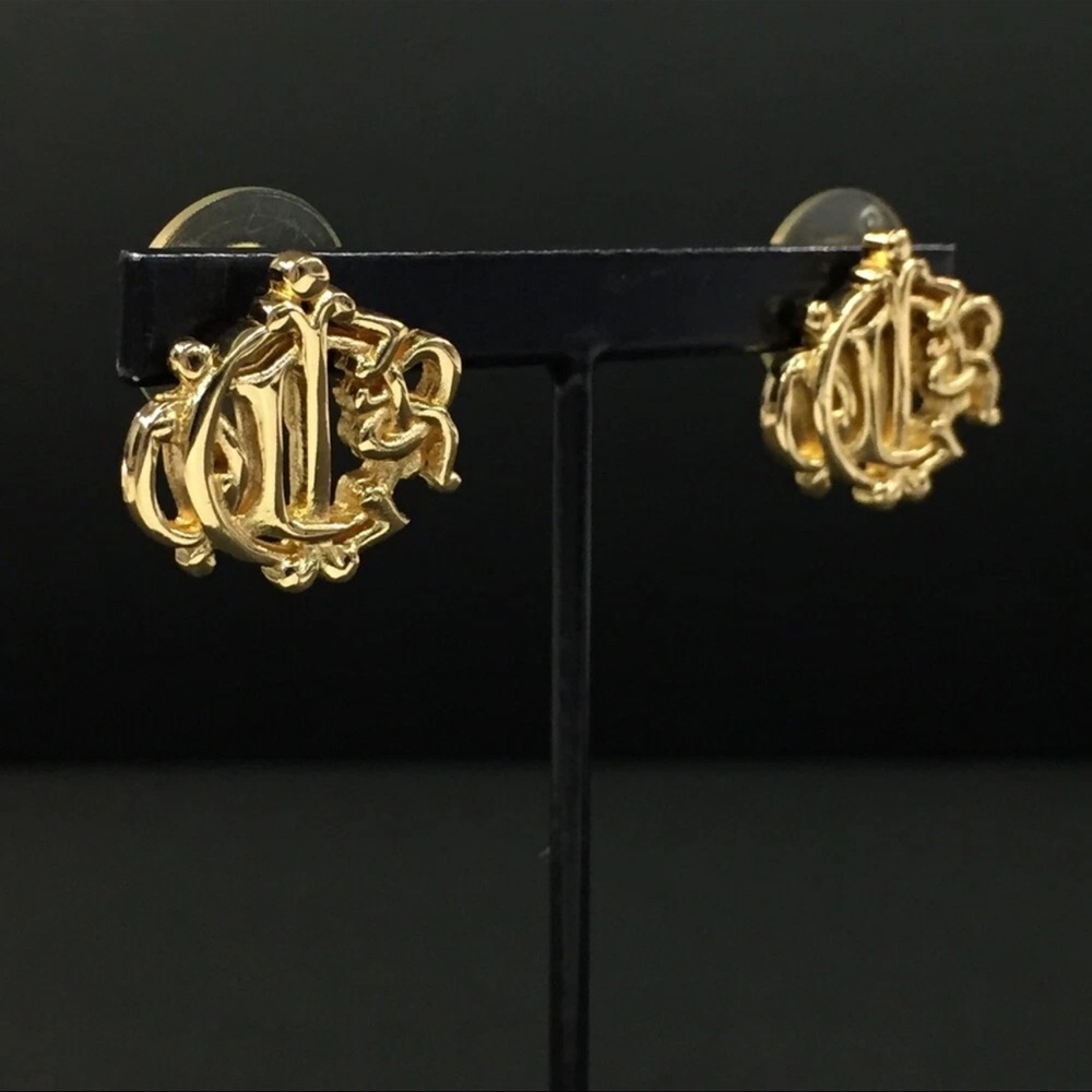 AUTH Christian Dior CD Logo Vintage Pierced Earrings - Picture 2 of 6
